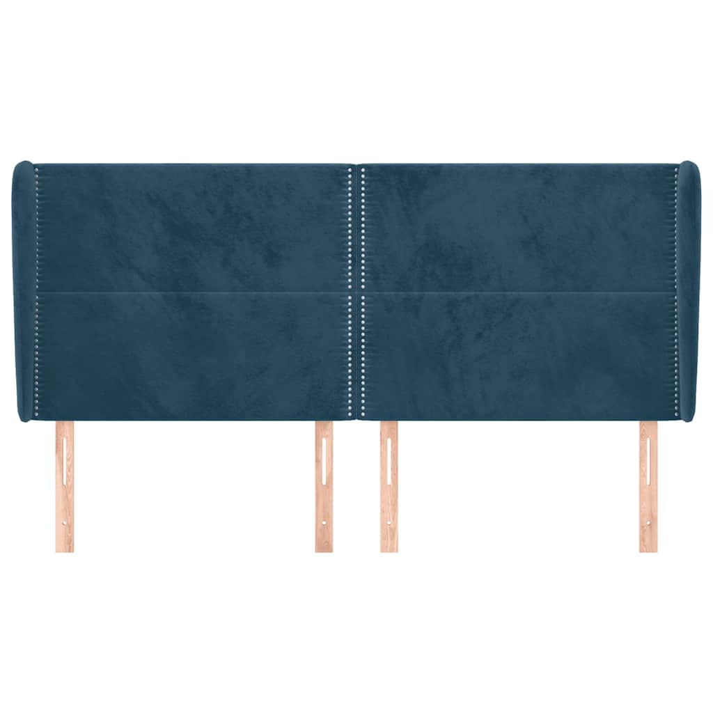 Uzglavlje s ušima tamnoplavo 203x23x118/128 cm baršunasto