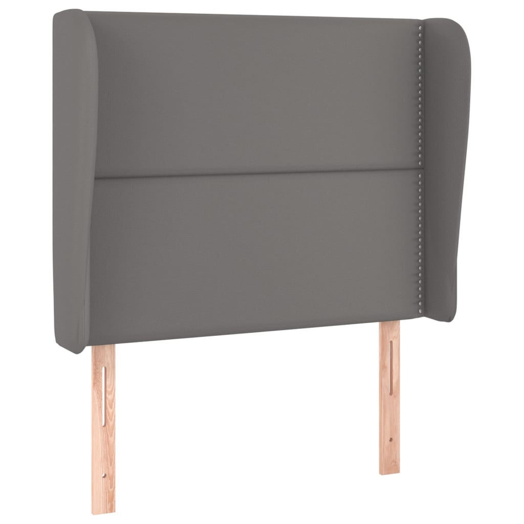 Uzglavlje s ušima sivo 93x23x118/128 cm od umjetne kože