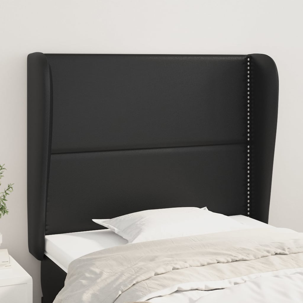 Uzglavlje s ušima crno 103x23x118/128 cm od umjetne kože