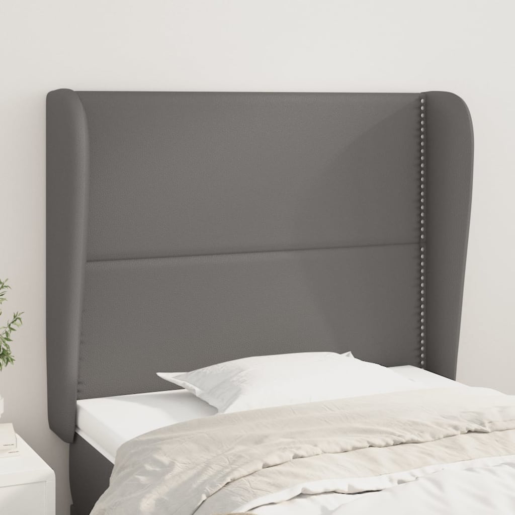 Uzglavlje s ušima sivo 103x23x118/128 cm od umjetne kože