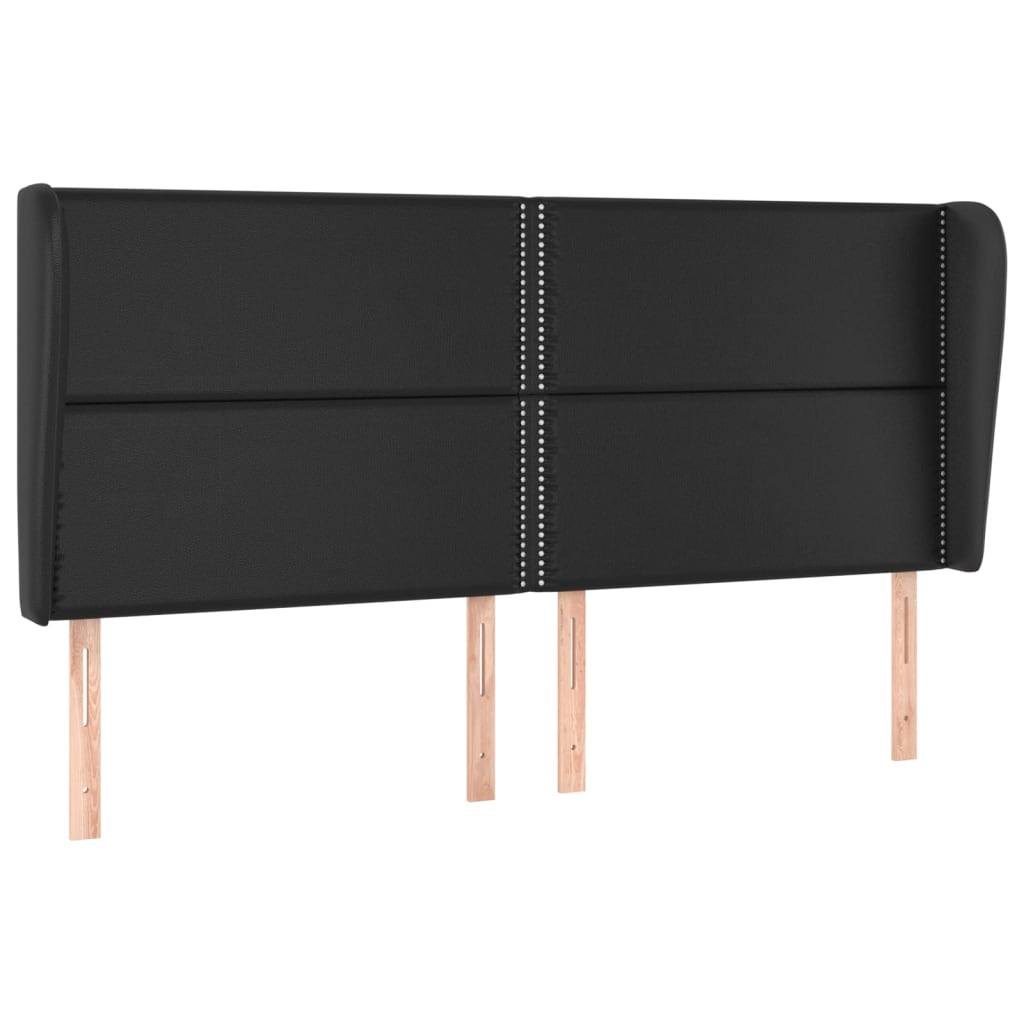 Uzglavlje s ušima crno 183x23x118/128 cm od umjetne kože