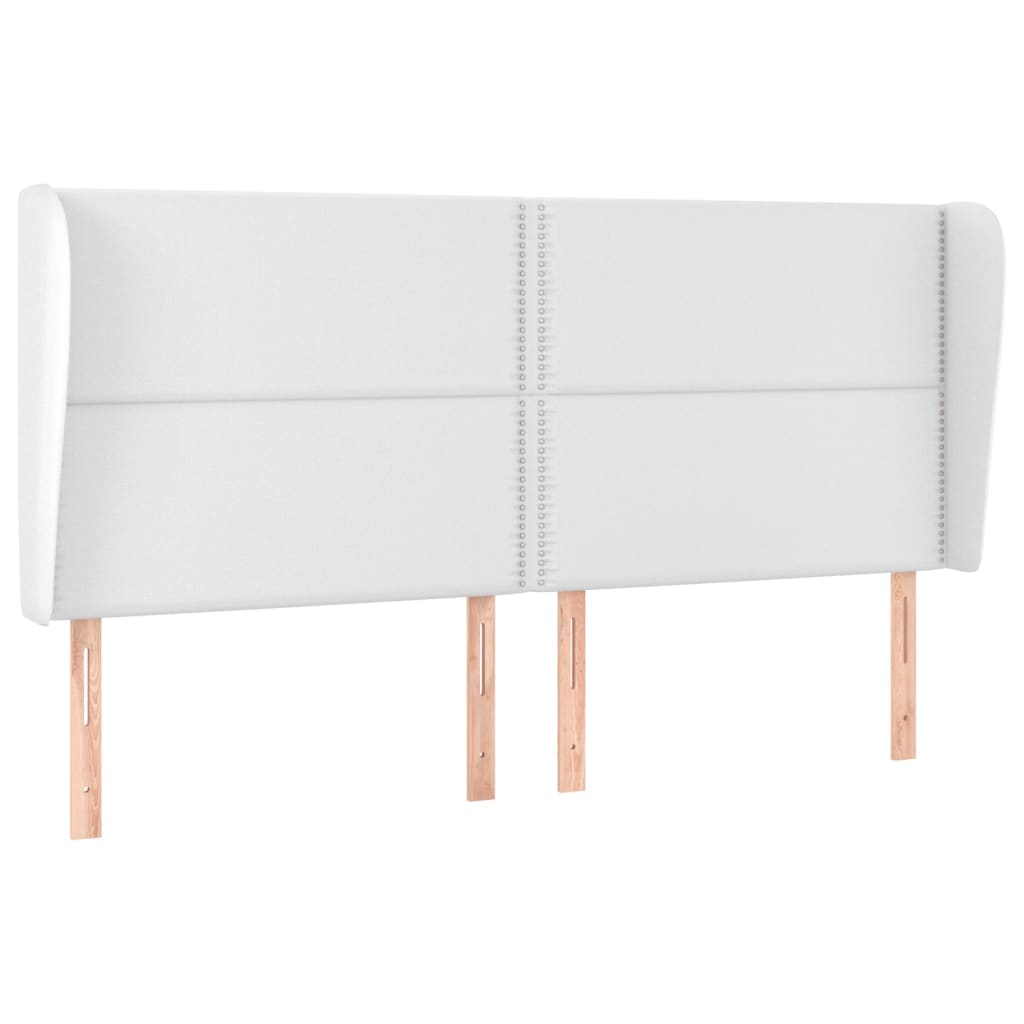 Uzglavlje s ušima bijelo 203x23x118/128 cm od umjetne kože