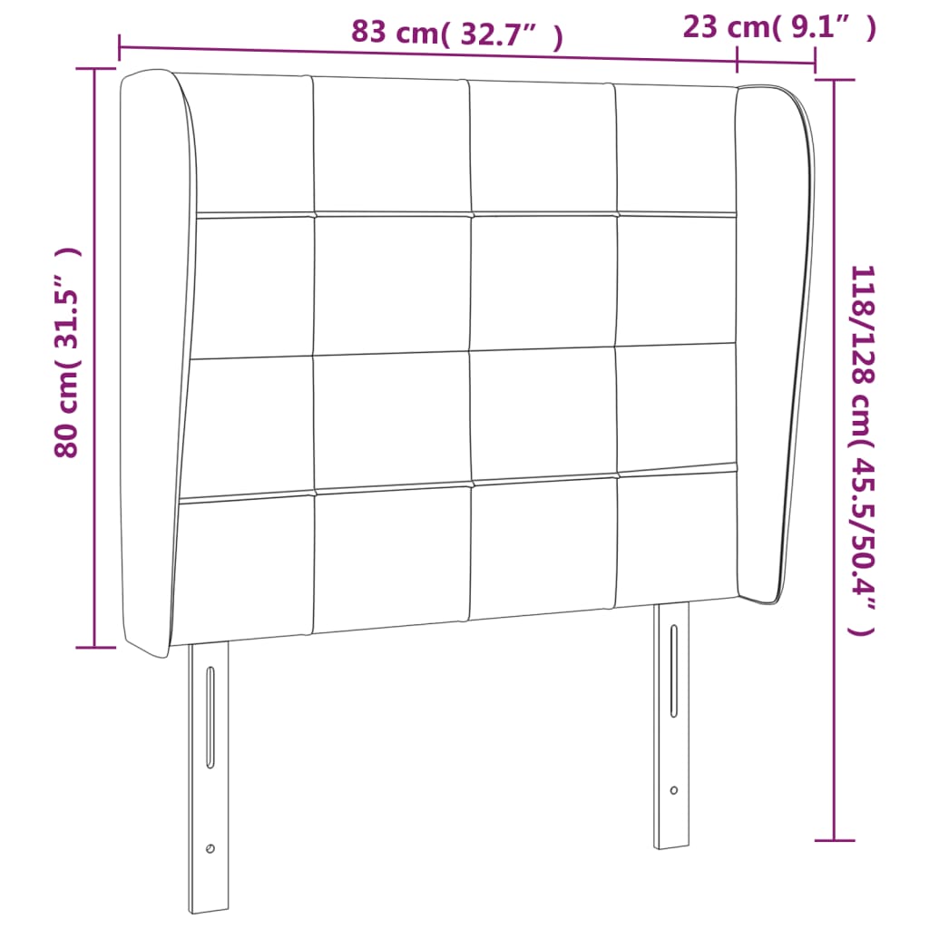 Uzglavlje s ušima tamnosmeđe 83 x 23 x 118/128 cm od tkanine