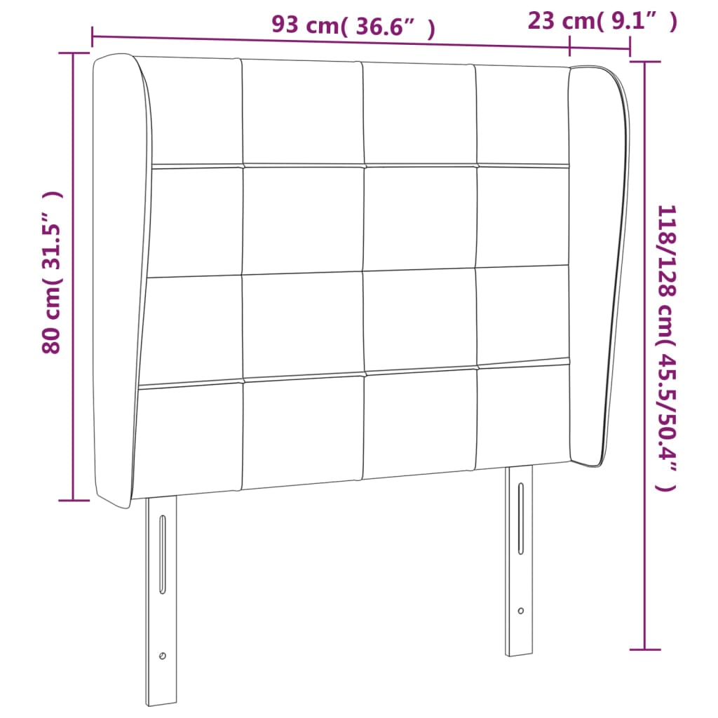 Uzglavlje s ušima plavo 93x23x118/128 cm od tkanine