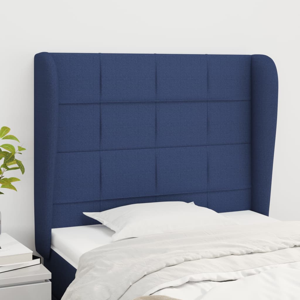 Uzglavlje s ušima plavo 93x23x118/128 cm od tkanine
