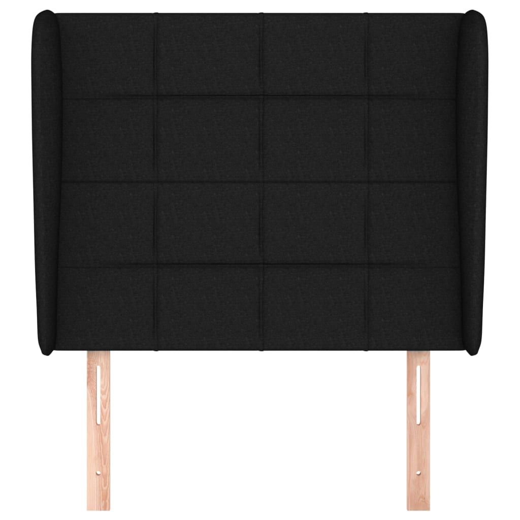 Uzglavlje s ušima crno 103x23x118/128 cm od tkanine