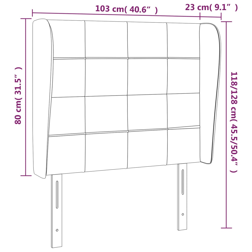 Uzglavlje s ušima tamnosmeđe 103x23x118/128 cm od tkanine
