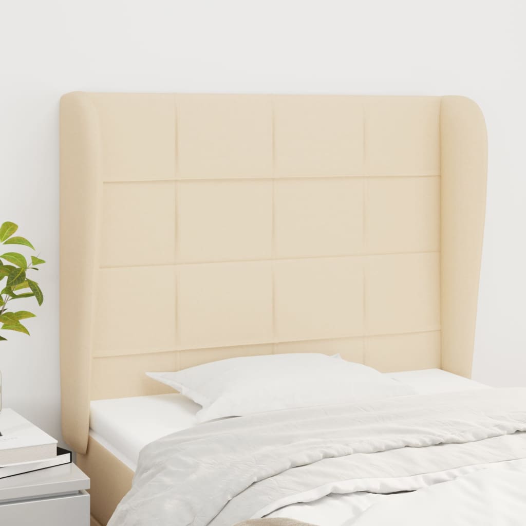 Uzglavlje s ušima krem 103x23x118/128 cm od tkanine