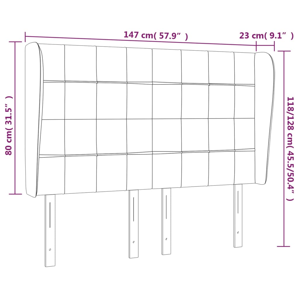 Uzglavlje s ušima krem 147x23x118/128 cm od tkanine