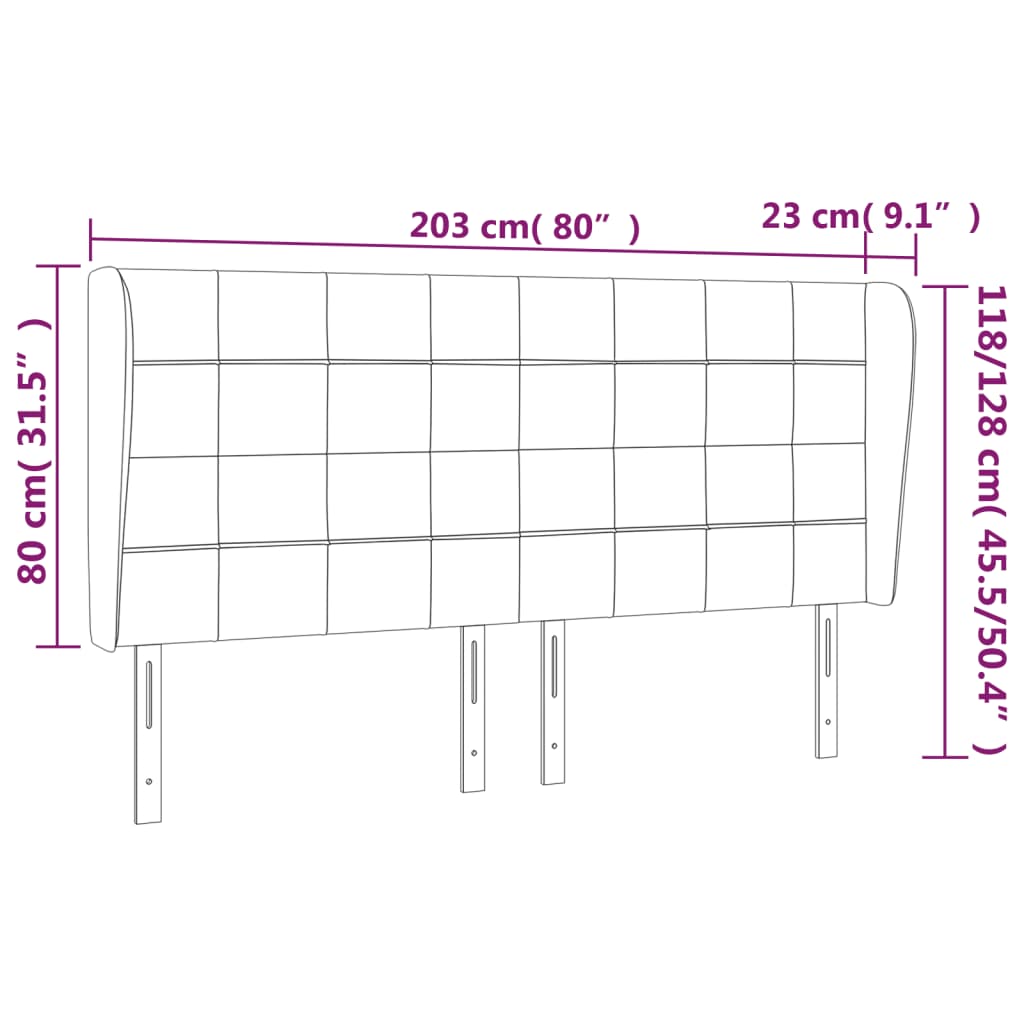 Uzglavlje s ušima krem 203x23x118/128 cm od tkanine