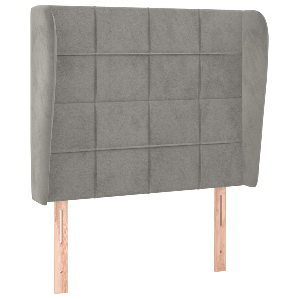 Uzglavlje s ušima svjetlosivo 93x23x118/128 cm baršunasto