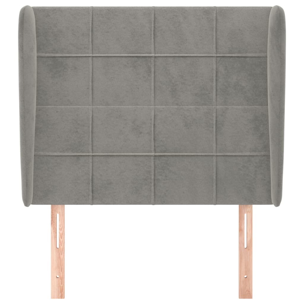 Uzglavlje s ušima svjetlosivo 93x23x118/128 cm baršunasto