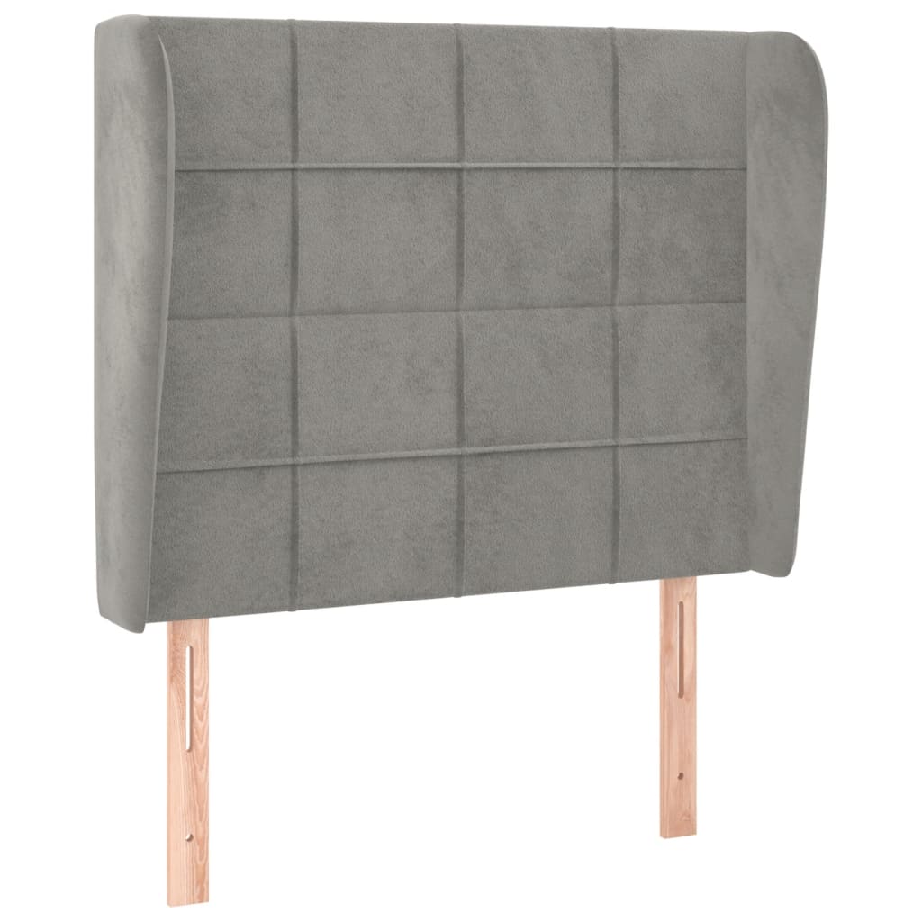 Uzglavlje s ušima svjetlosivo 103x23x118/128 cm baršunasto