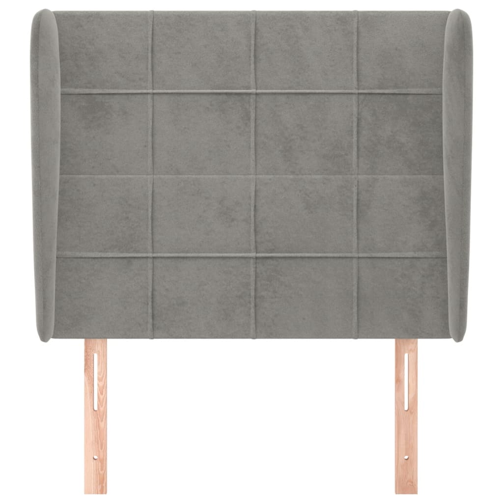 Uzglavlje s ušima svjetlosivo 103x23x118/128 cm baršunasto