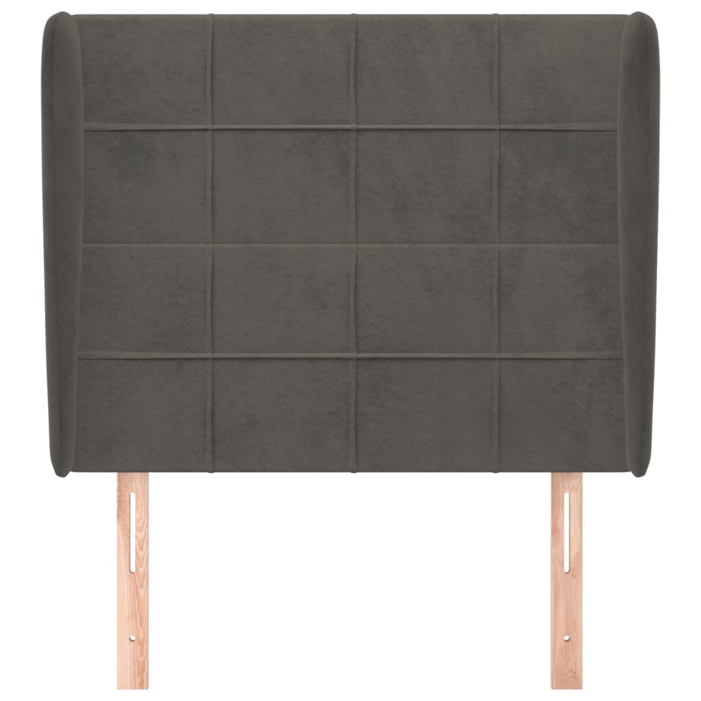 Uzglavlje s ušima tamnosivo 103x23x118/128 cm baršunasto