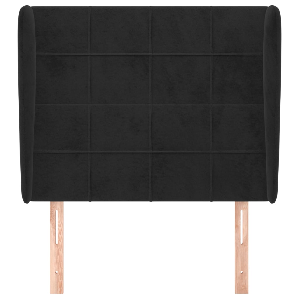 Uzglavlje s ušima crno 103x23x118/128 cm baršunasto