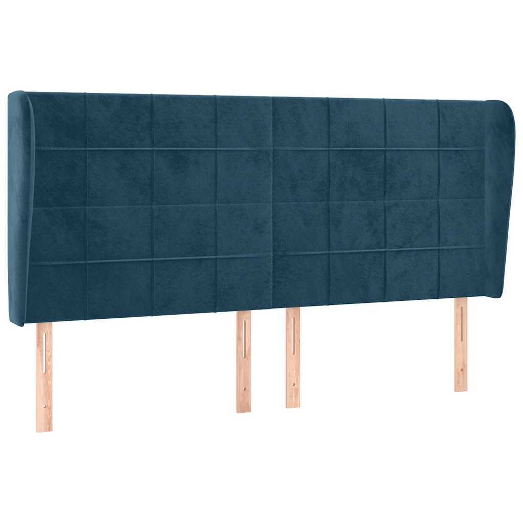 Uzglavlje s ušima tamnoplavo 163x23x118/128 cm baršunasto