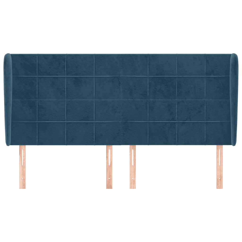 Uzglavlje s ušima tamnoplavo 163x23x118/128 cm baršunasto