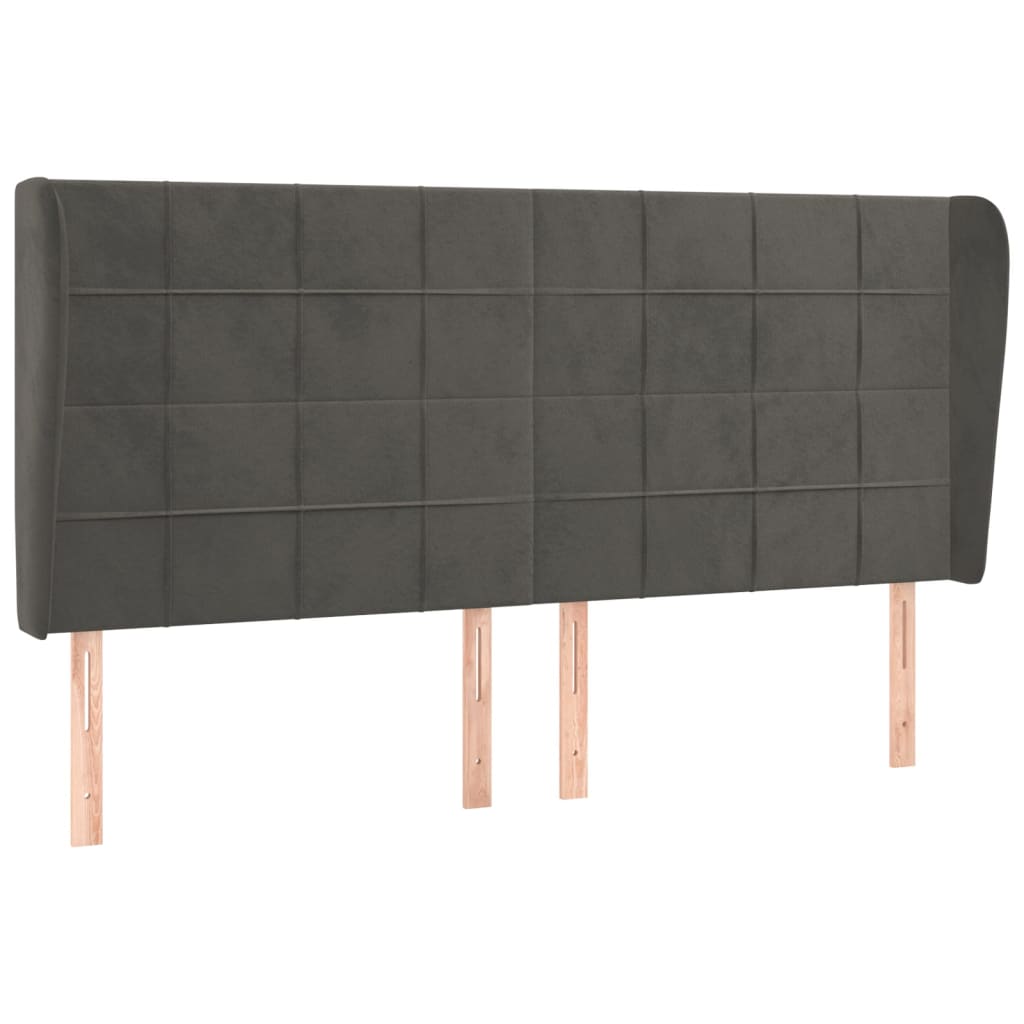 Uzglavlje s ušima tamnosivo 203x23x118/128 cm baršunasto