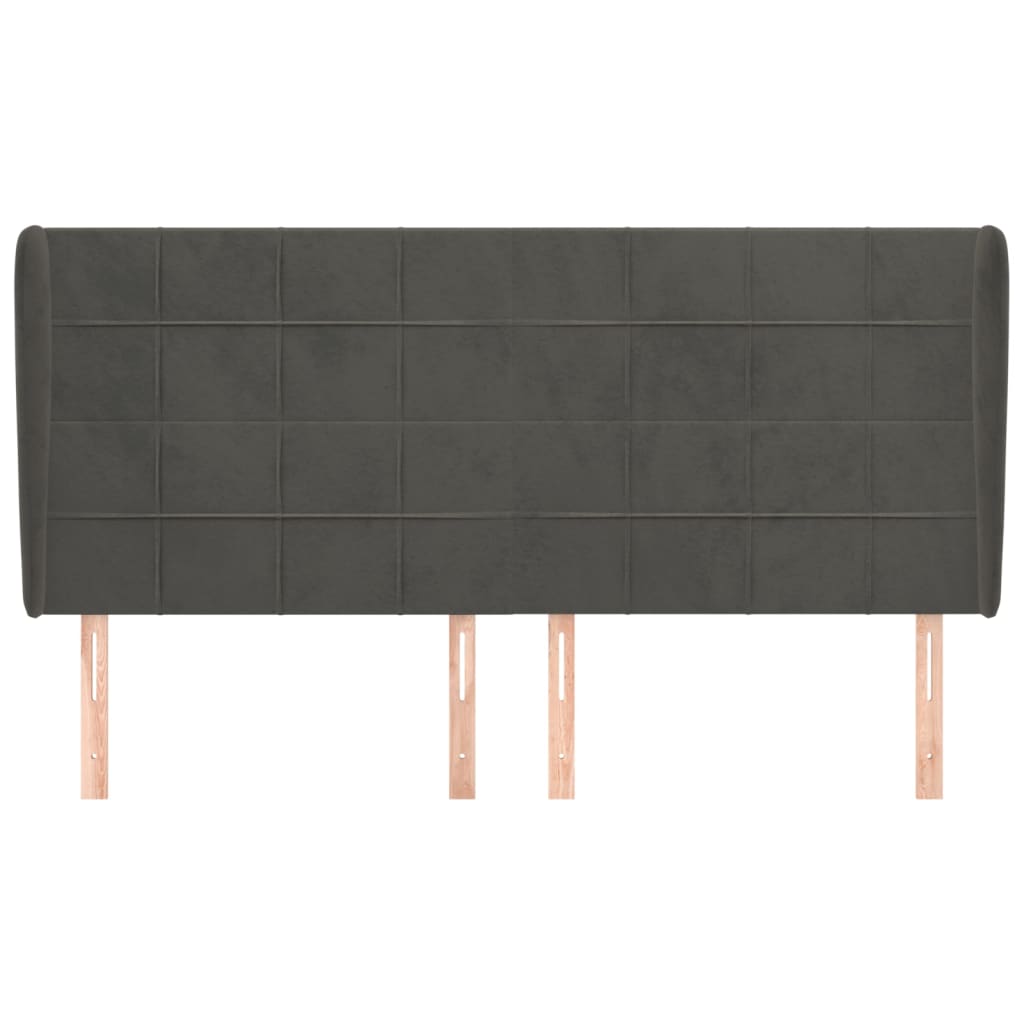 Uzglavlje s ušima tamnosivo 203x23x118/128 cm baršunasto