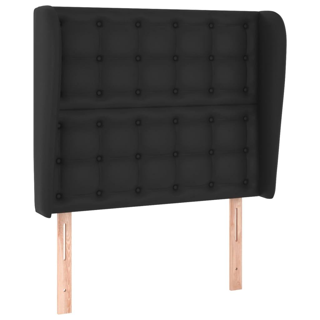Uzglavlje s ušima crno 103x23x118/128 cm od umjetne kože