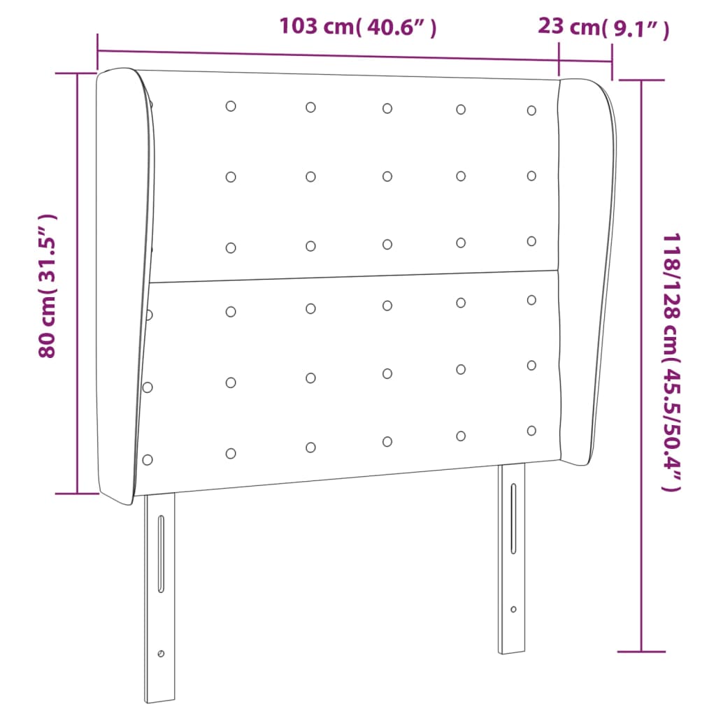 Uzglavlje s ušima crno 103x23x118/128 cm od umjetne kože