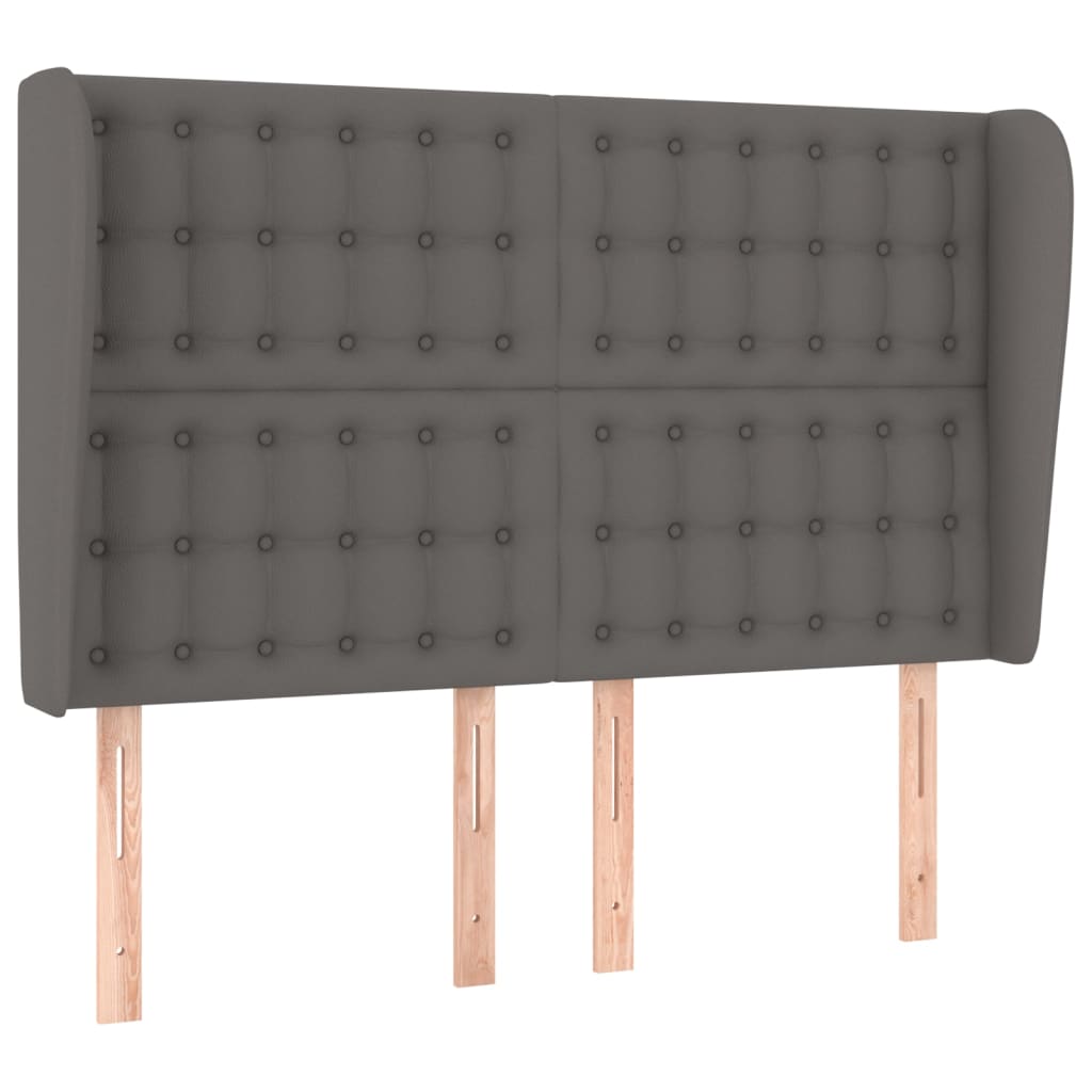 Uzglavlje s ušima sivo 147x23x118/128 cm od umjetne kože