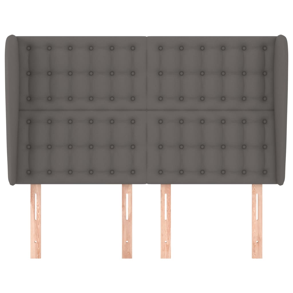 Uzglavlje s ušima sivo 147x23x118/128 cm od umjetne kože