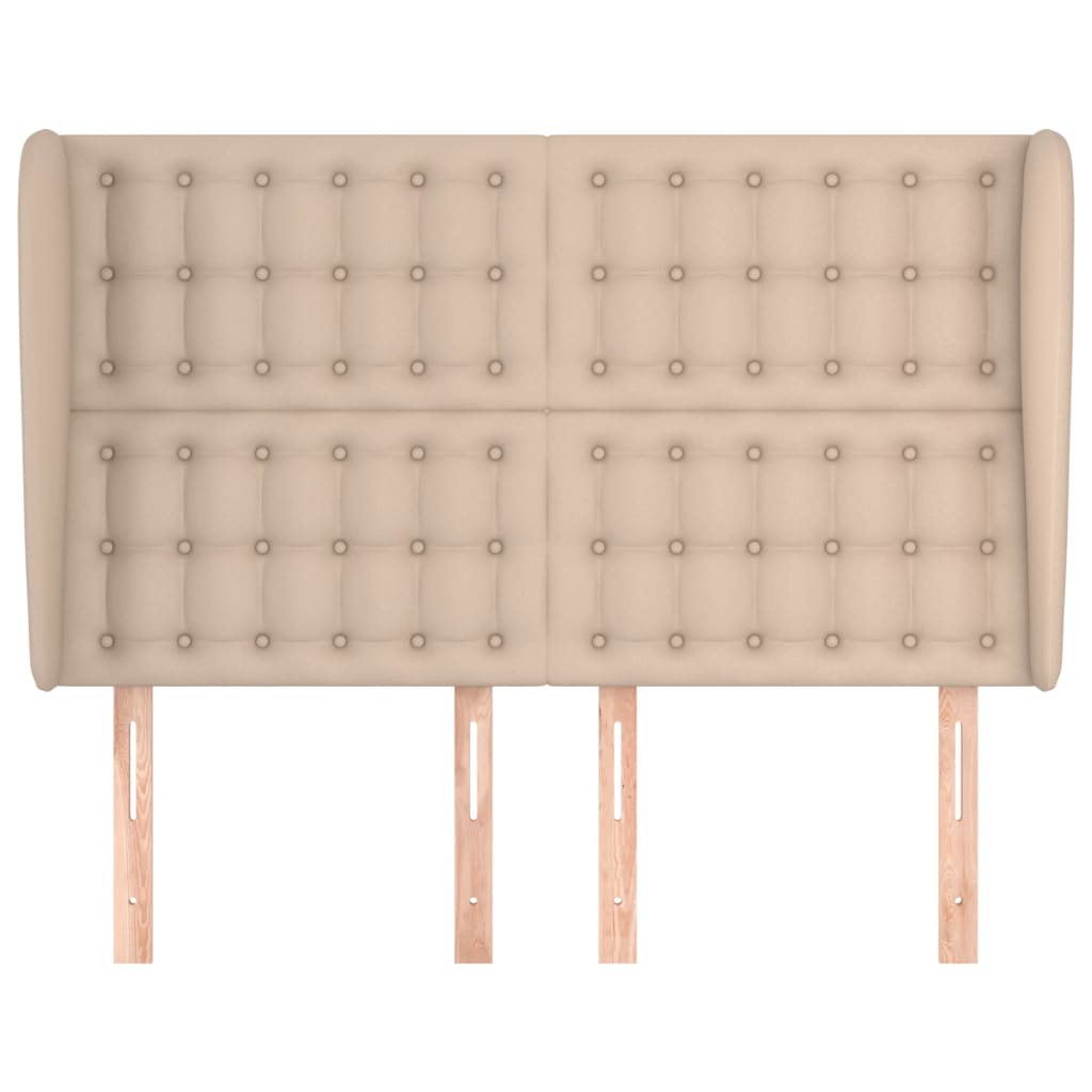 Uzglavlje s ušima boja cappuccina 147x23x118/128cm umjetna koža
