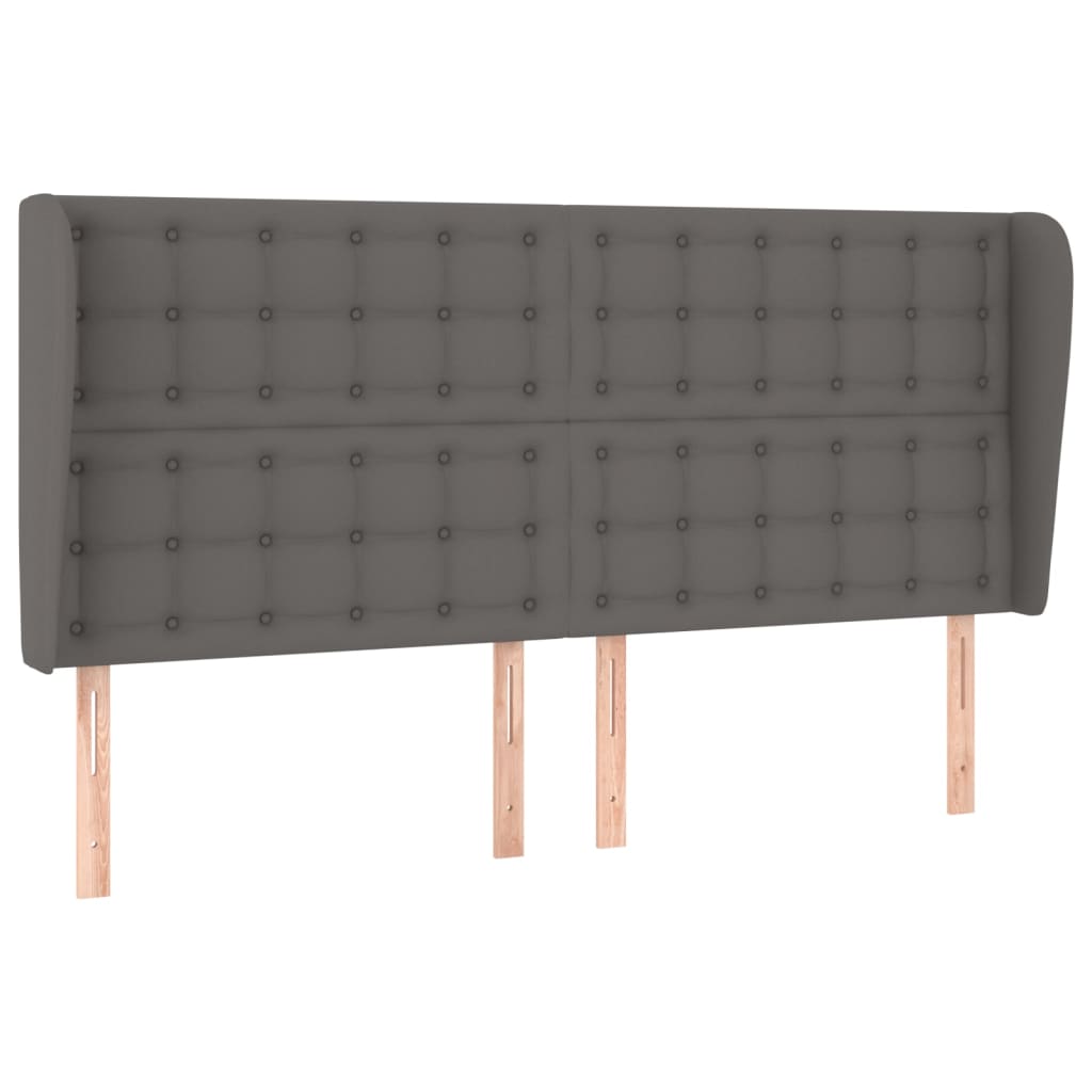 Uzglavlje s ušima sivo 163x23x118/128 cm od umjetne kože