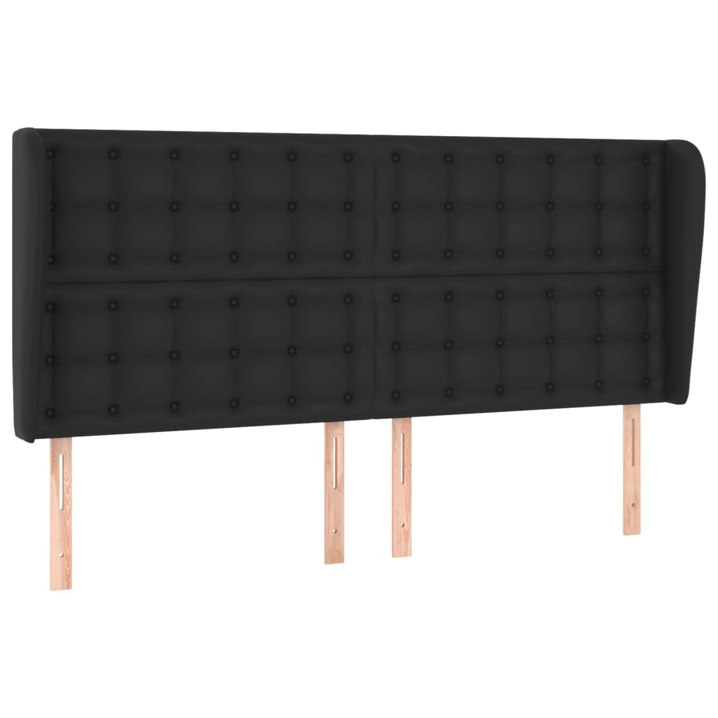 Uzglavlje s ušima crno 183x23x118/128 cm od umjetne kože
