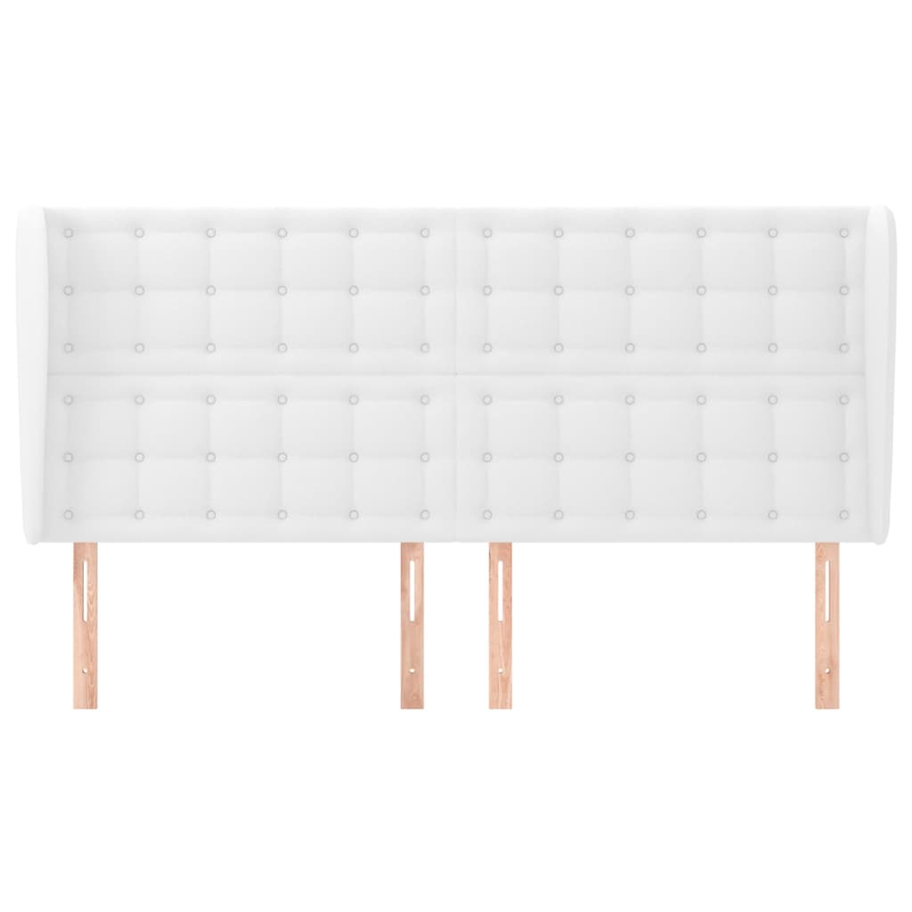 Uzglavlje s ušima bijelo 203x23x118/128 cm od umjetne kože