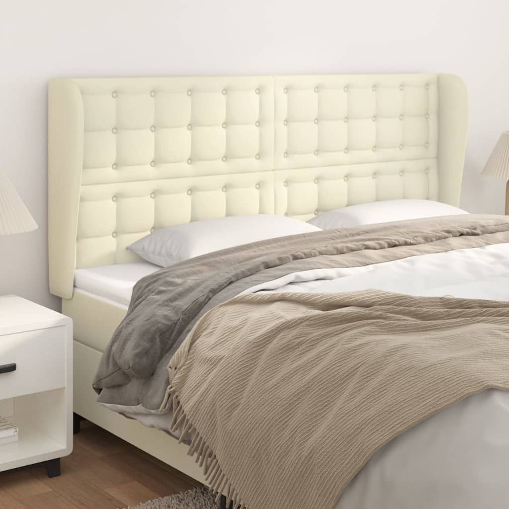 Uzglavlje s ušima krem 203x23x118/128 cm od umjetne kože