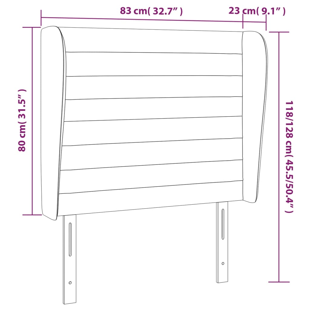 Uzglavlje s ušima krem 83 x 23 x 118/128 cm od tkanine