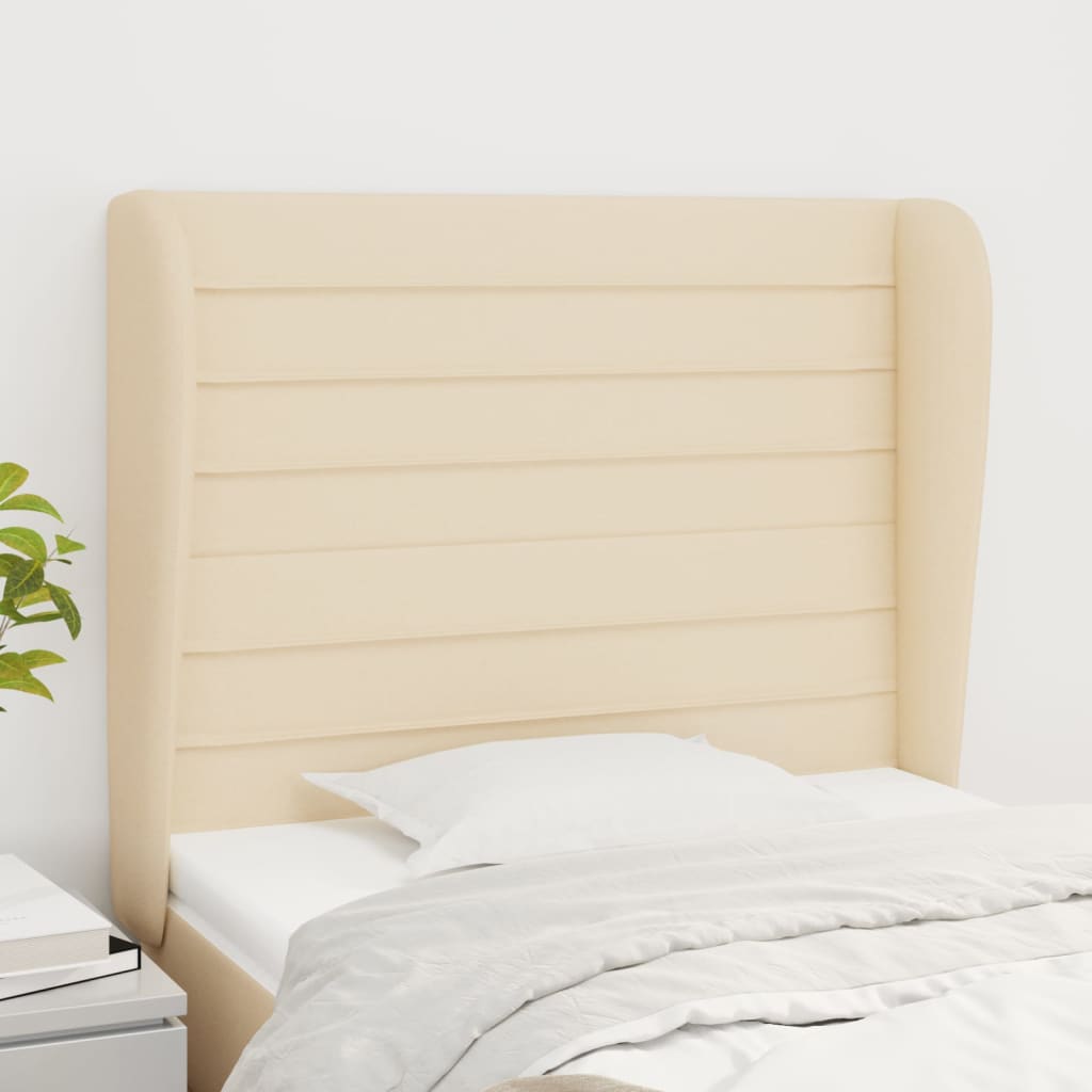 Uzglavlje s ušima krem 93x23x118/128 cm od tkanine