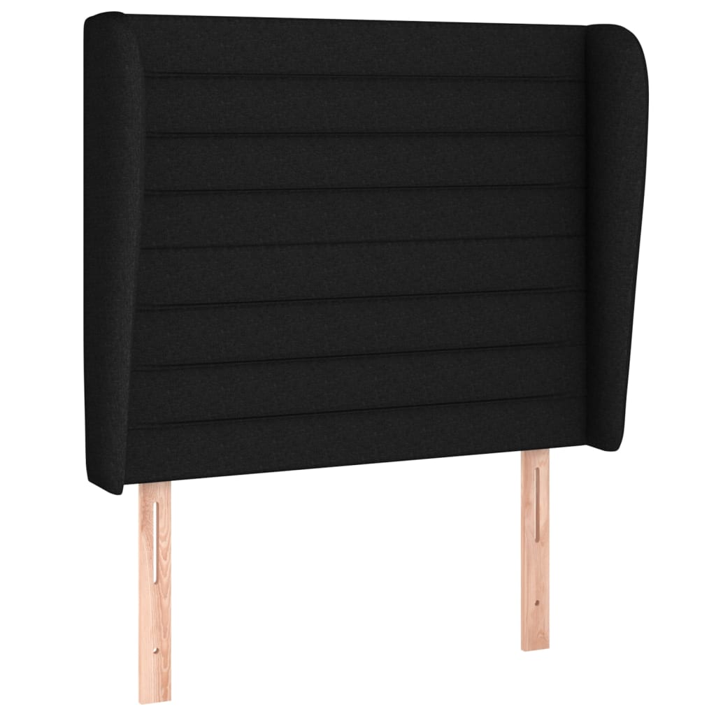 Uzglavlje s ušima crno 103x23x118/128 cm od tkanine