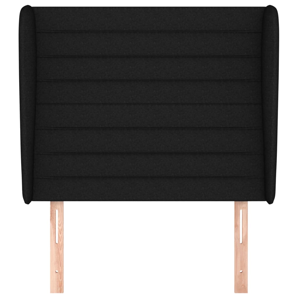 Uzglavlje s ušima crno 103x23x118/128 cm od tkanine
