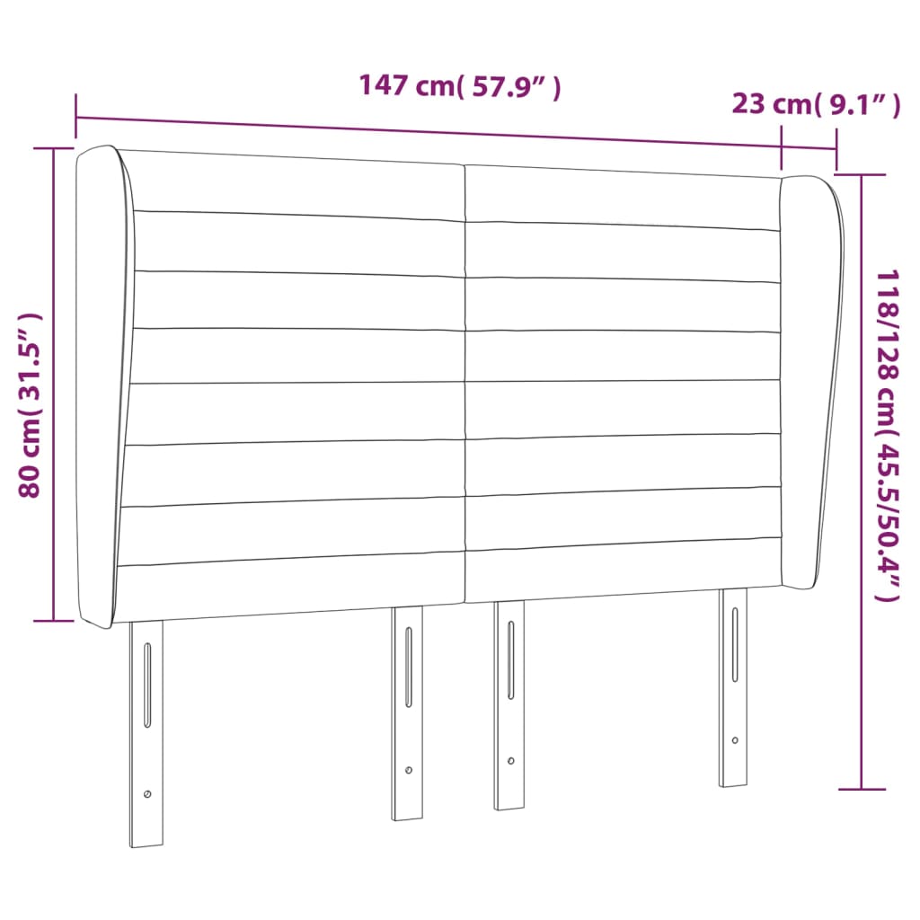 Uzglavlje s ušima krem 147x23x118/128 cm od tkanine