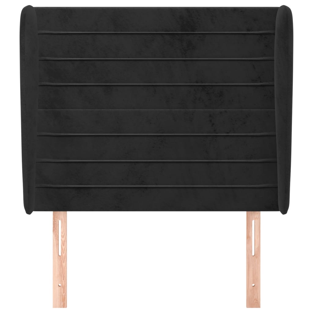 Uzglavlje s ušima crno 83 x 23 x 118/128 cm baršunasto