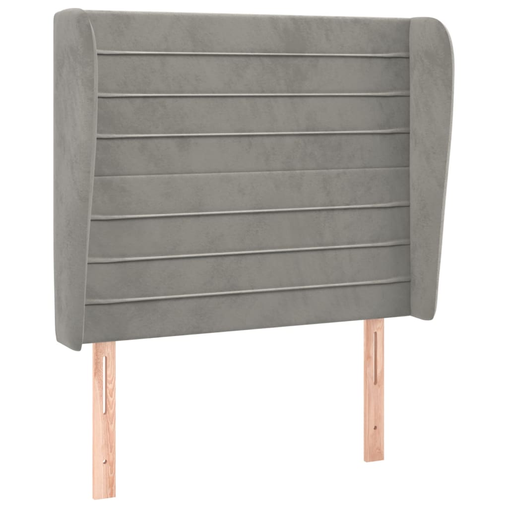 Uzglavlje s ušima svjetlosivo 93x23x118/128 cm baršunasto
