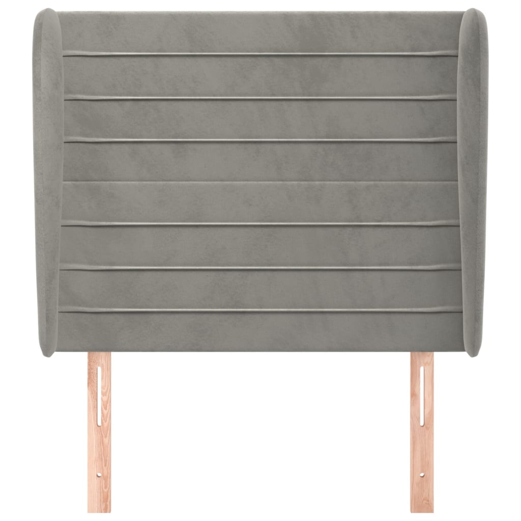 Uzglavlje s ušima svjetlosivo 93x23x118/128 cm baršunasto