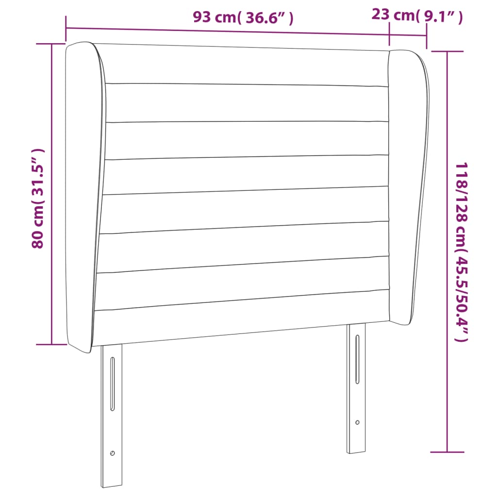 Uzglavlje s ušima svjetlosivo 93x23x118/128 cm baršunasto