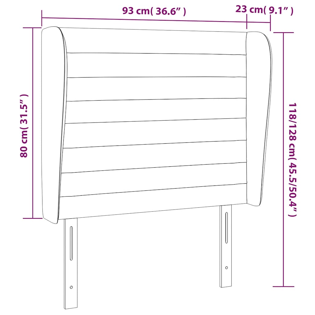 Uzglavlje s ušima tamnoplavo 93x23x118/128 cm baršunasto