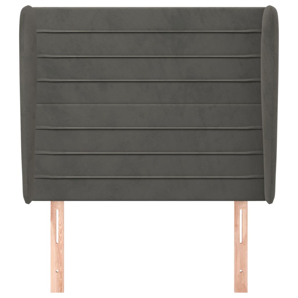 Uzglavlje s ušima tamnosivo 103x23x118/128 cm baršunasto