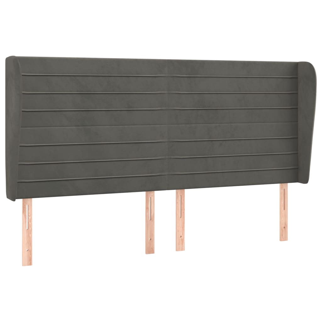 Uzglavlje s ušima tamnosivo 163x23x118/128 cm baršunasto