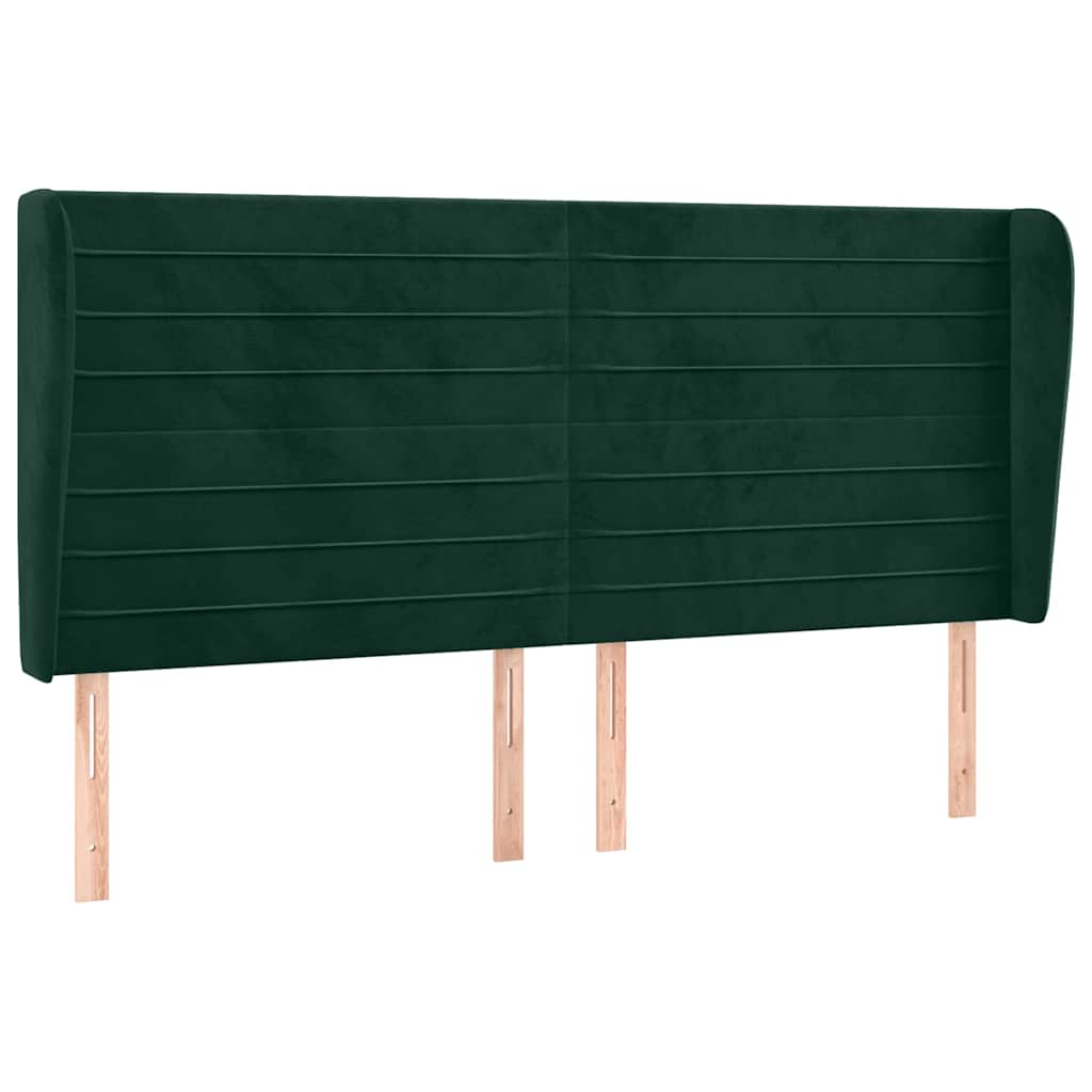 Uzglavlje s ušima tamnozeleno 163x23x118/128 cm baršunasto