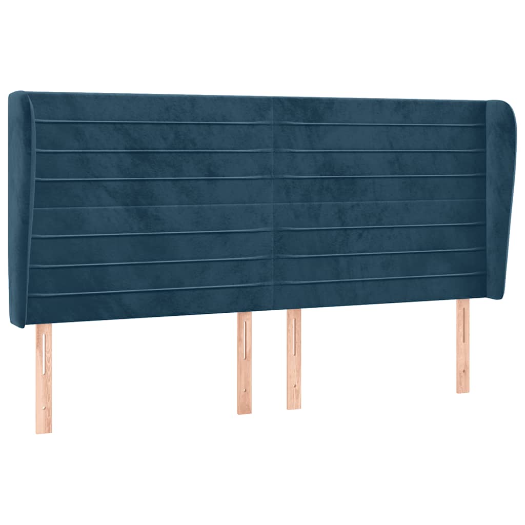 Uzglavlje s ušima tamnoplavo 183x23x118/128 cm baršunasto