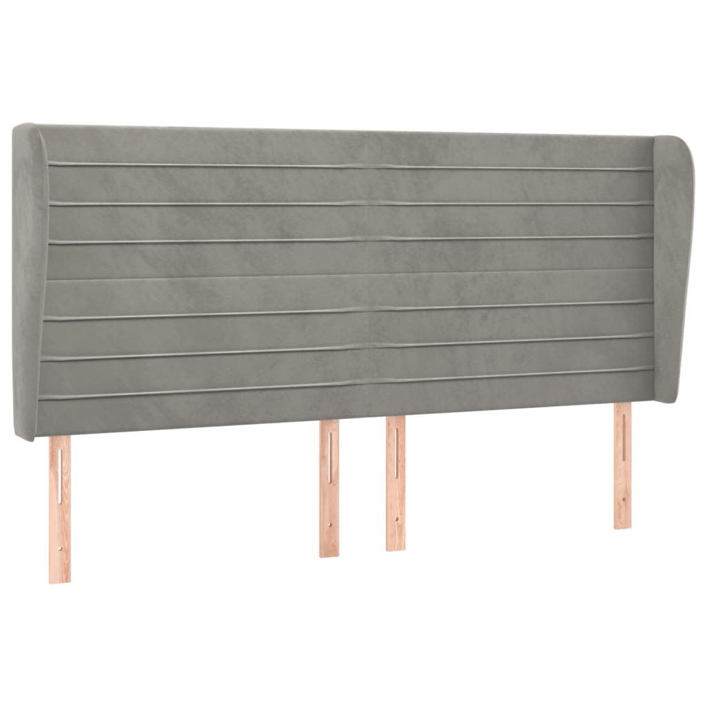 Uzglavlje s ušima svjetlosivo 203x23x118/128 cm baršunasto