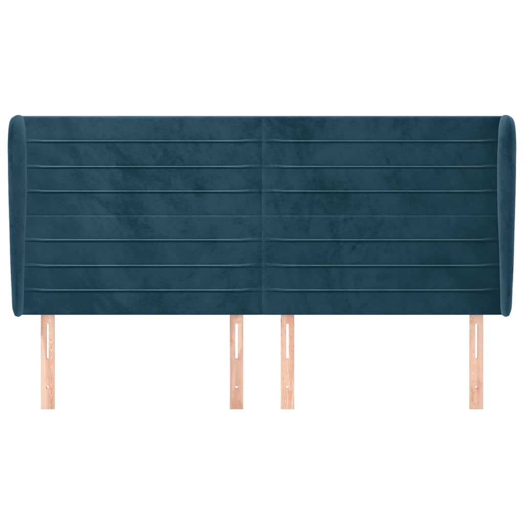 Uzglavlje s ušima tamnoplavo 203x23x118/128 cm baršunasto