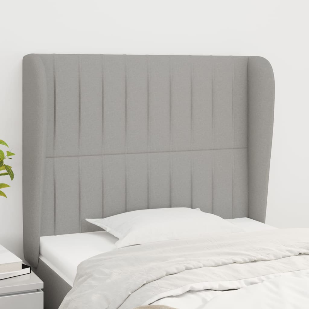 Uzglavlje s ušima svjetlosivo 83 x 23 x 118/128 cm od tkanine